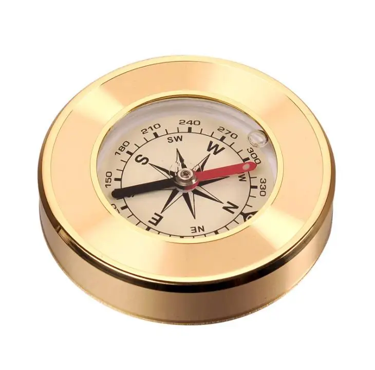 50pcs new Mini Camping Marching Lensatic Compass Magnifier Gold Wild Survival Navigation Noctilucent Gift SN1607