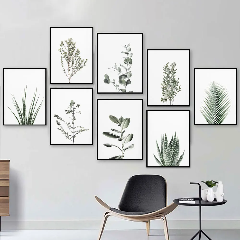 

Nordic Tropical Plants Scandinavian Poster Cactus Green Leaves Decorative Picture Modern Wall Art Canvas Painting Home Decor