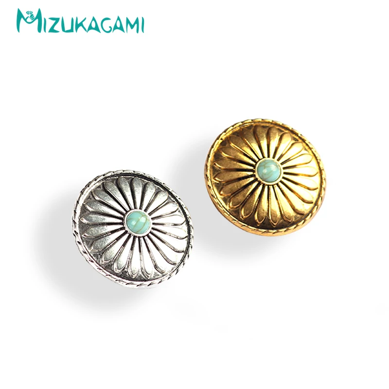 Brincos Originality Retro Round Concho Stud Earrings Zinc Alloy Material For Women Elegant Design Jewelry Wholesale