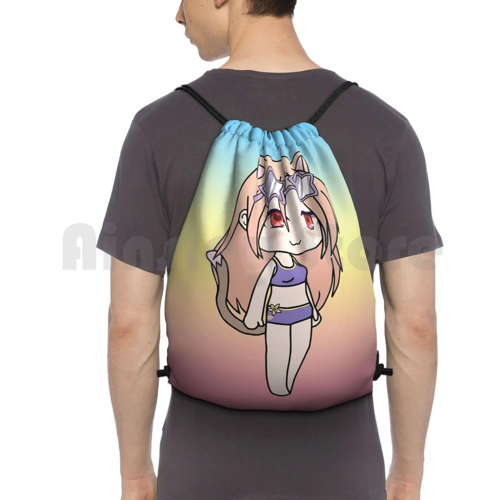 

Gacha Life Cute Gacha Neko Girl Karin In Купальник Рюкзак Сумки на шнурке Спортивная сумка Водонепроницаемая Gacha Life Gacha Girl Cute