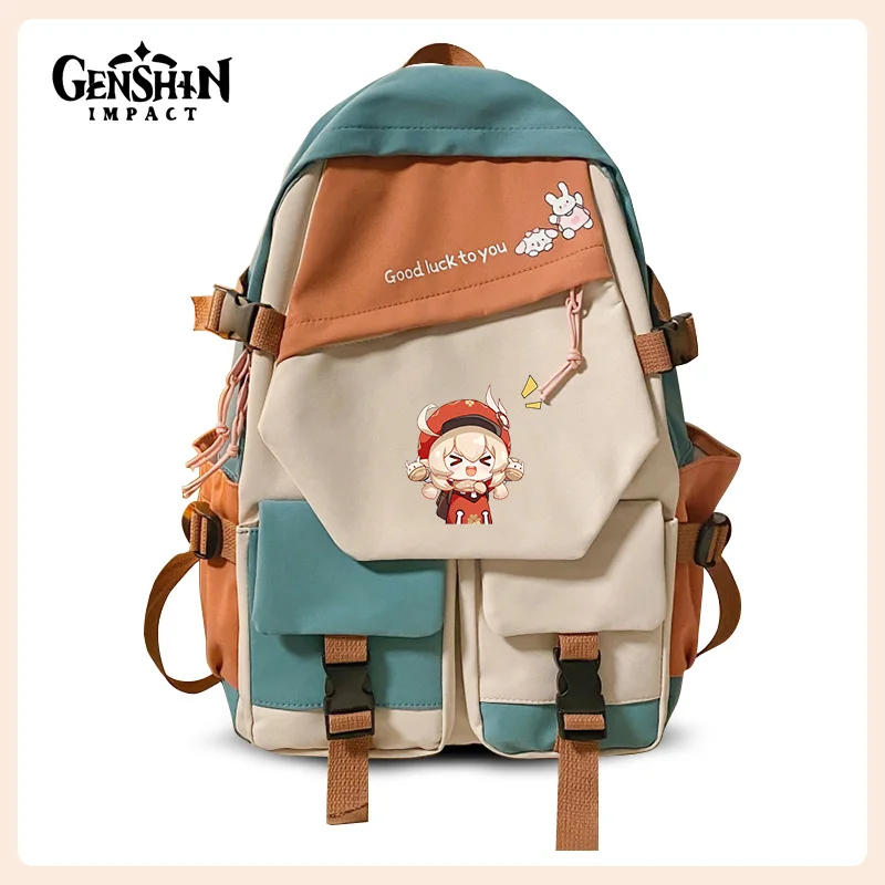 Genshin Impact Klee Venti Backpack Custom Canvas Shoulder Bag School Bag Teenager Boys Girls School Laptop Travel Rucksack Gift