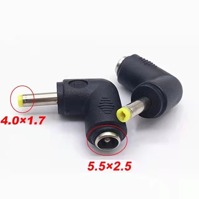 Złącze DC 5.5x2.5mm żeńskie do 4.0 × 1.7mm męski konwerter zasilacz laptopa 90 stopni 5.5 × 2.5mm do 4.0 × 1.7mm.