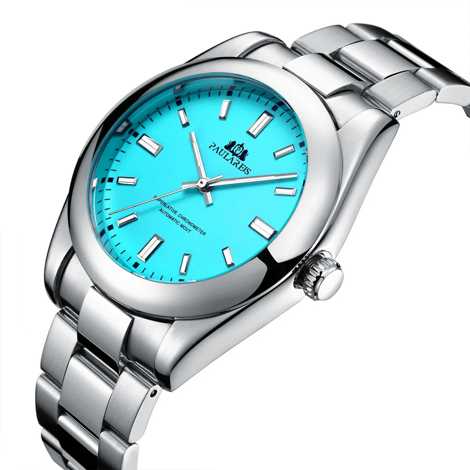 Watches for Men Automatic Stainless Steel Luxury Brand Red Yellow Sky Blue Colorful Rainbow Dial Fashion Watch reloj hombre