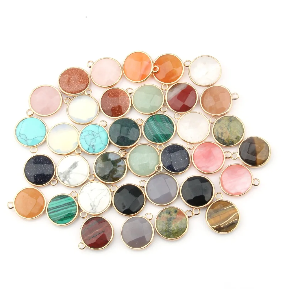 

1piece Natural Stone Round shape Pendant Rose Quartzz/Tiger Eyes Pendant DIY for Necklace Accessories or Jewelry Making