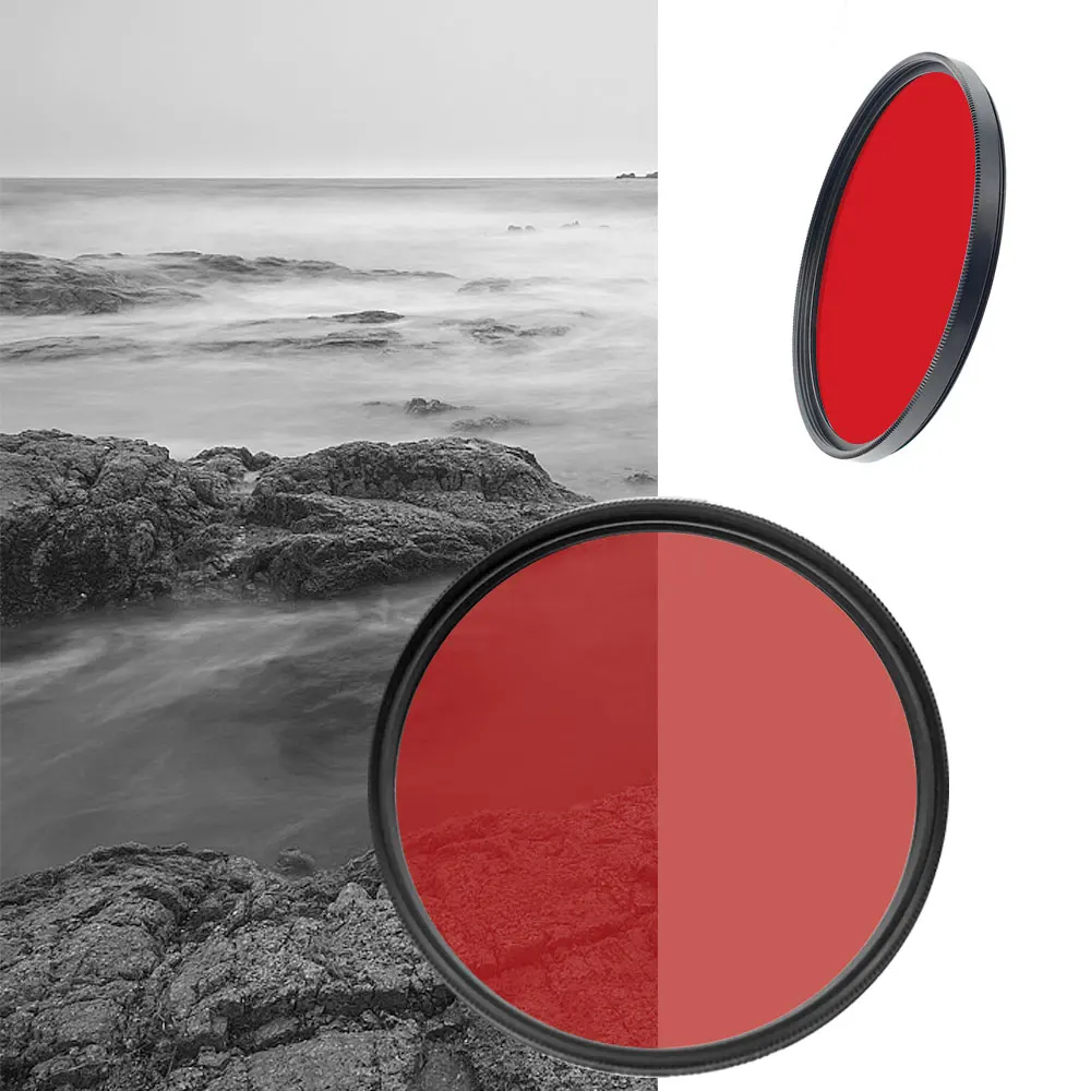 Full Color Filter 37 40.5 43 46 49 52 55 58 62 67 72 77 82mm Red Orange Yellow Green Blue Purple made of Resin Filter Accessory