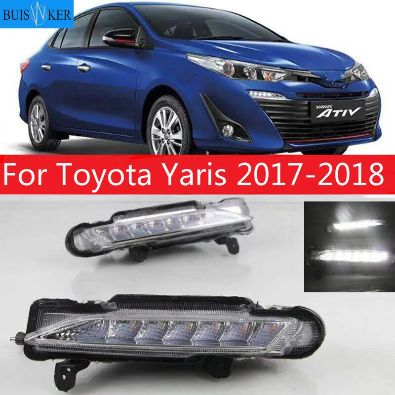 

For Toyota Yaris 2017 2018 Waterproof 12V LED DRL Daytime driving Running Light Daylight fog lamp with Turn Signal style Relay