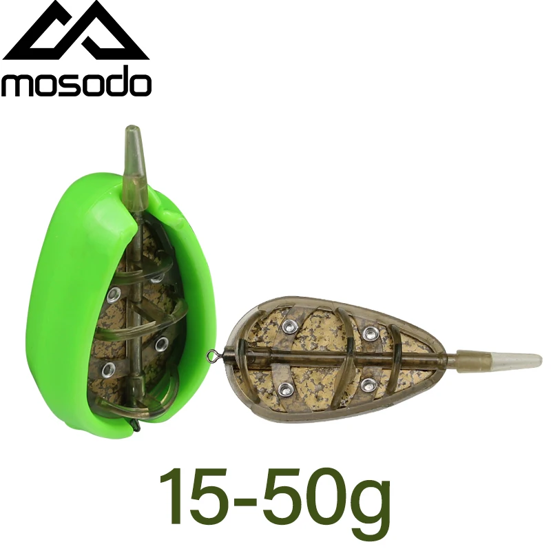 Mosodo Carp Fishing Method Feeder Mould 15g 20g 30g 40g 50g Metal Coating Inline Feeder Large Capacity Sinker Bait Thrower