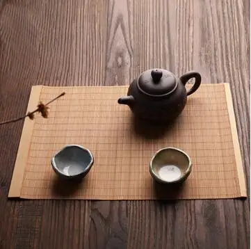 2021New Natural Bamboo Table Mat Tea Dining Hot Insulated Table Runner Japanese Style Natural Woven Placemat Coaster Cup Pad