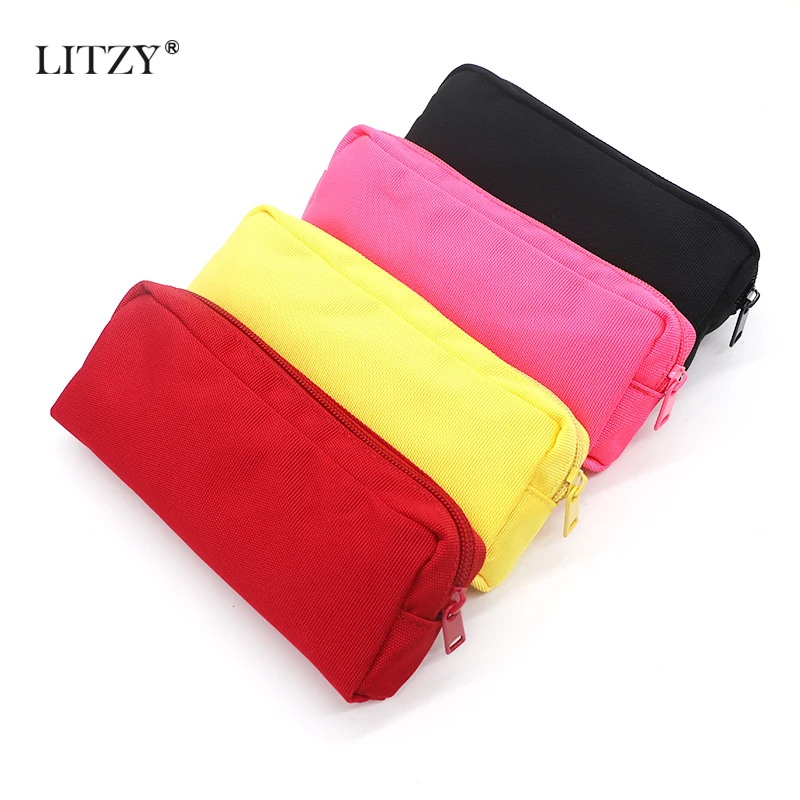 Black Canvas Pencil Case School PencilCase for Boys Girls Simple Candy Color Large-capacity Pencil Cases Stationery Cosmetic Bag