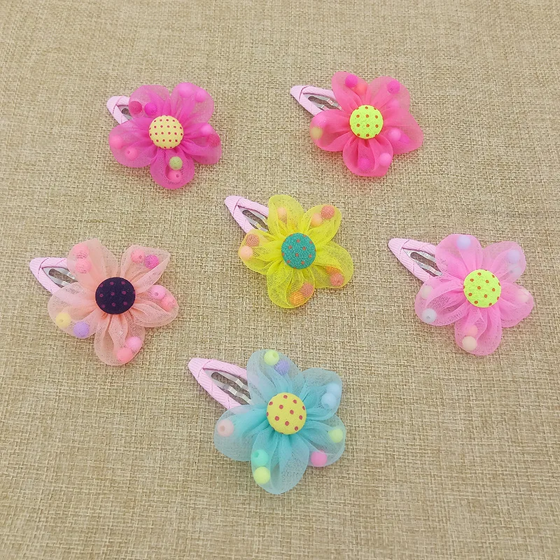 2PCS/lot Hot Sale Children New Hair Clips Cute Flowers Safety Barrettes BB Clip Little Girls Gifts Kids Hair Accessories