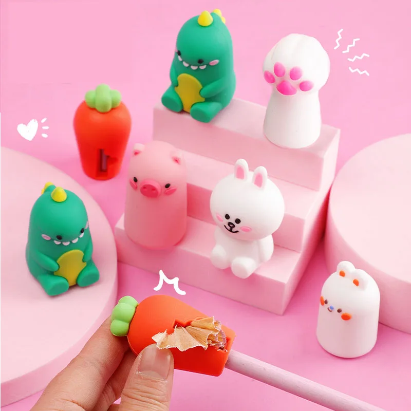 24 pcs/lot Creative Dinosaur Carrot Pencil Sharpener Cute Hand mechanical Cutter Knife stationery gift office school supplies