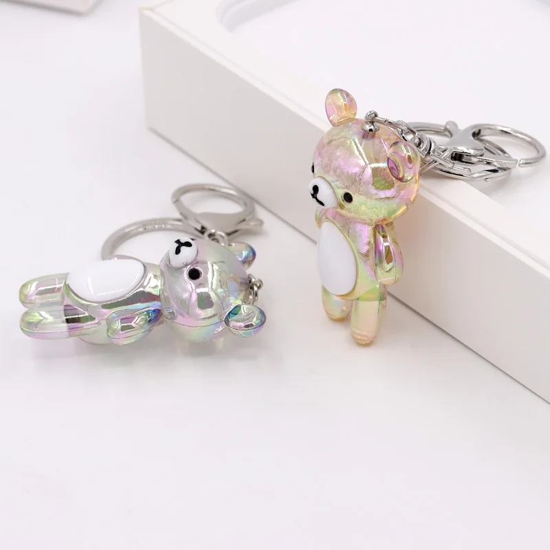 Fashion Women Jewelry Keychain for Women Bag Cute Acrylic Bear Pendant   Car Key Chain Hangging Female Girl Gifts