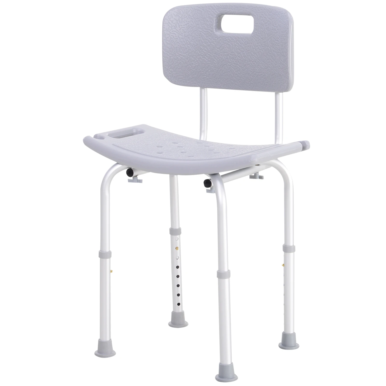 HOMCOM Silla Ducha Aluminio Bano Taburete Regulable + Respaldo Silla Antideslizante WC