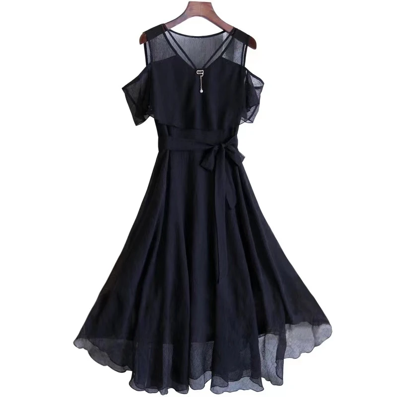 Fashion Summer Dress New Super Slim Flower Chiffon Mid-length Dress For Pregnant Women Ladys