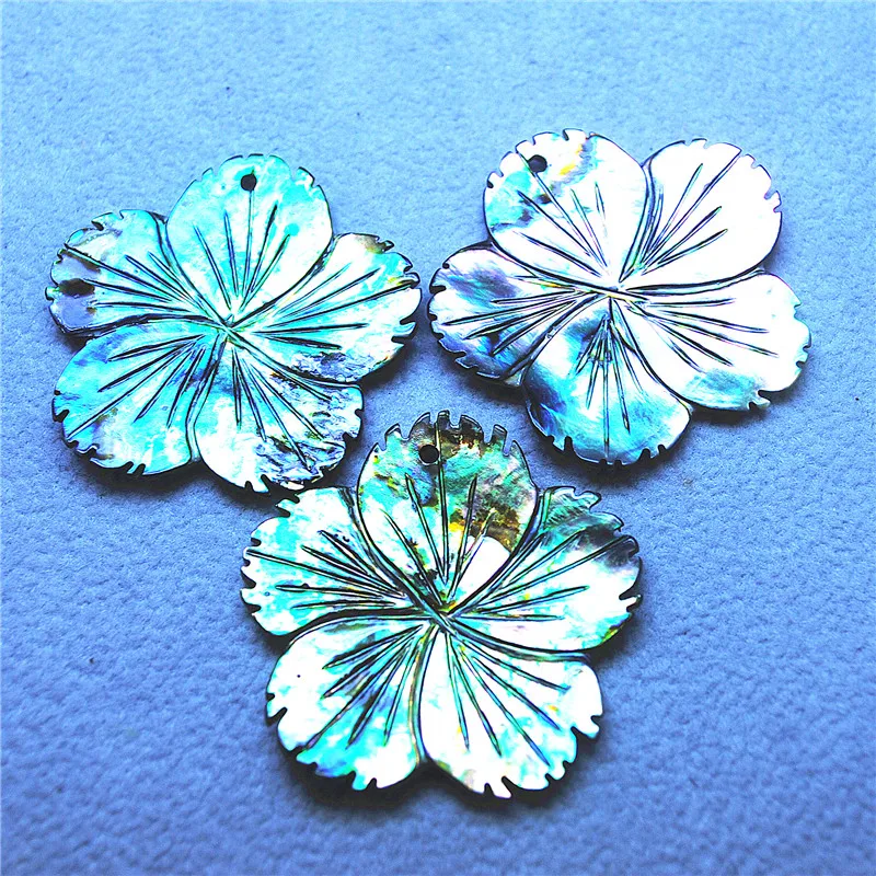 

3PCS Nature Abalone Shell Flower Pendant 35MM Saltwater Mother Of Pearl For DIY JEWELRY WOMEN NATURAL ITEMS FREE SHIPPING