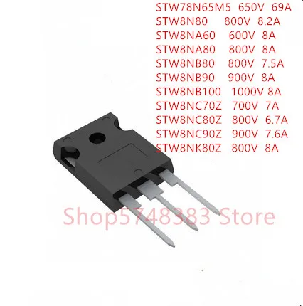 

10PCS/LOT STW78N65M5 STW8N80 STW8NA60 STW8NA80 STW8NB80 STW8NB90 STW8NB100 STW8NC70Z STW8NC80Z STW8NC90Z STW8NK80Z TO-247