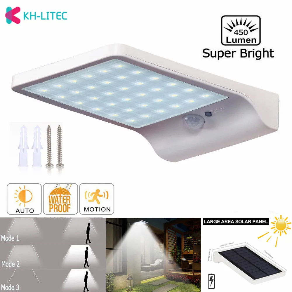 

KHLITEC 450LM 36 LED Solar Power Street Light PIR Motion Sensor Lamps Garden Security Lamp Outdoor Street Waterproof Wall Lights