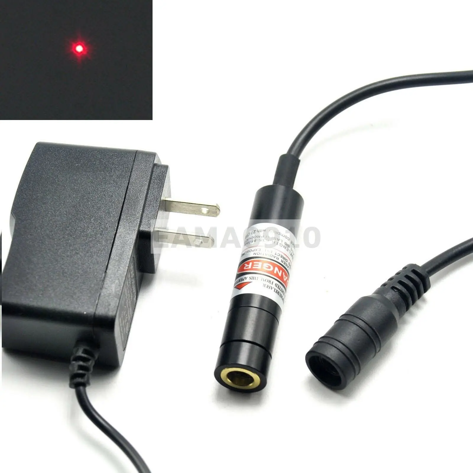 Luz láser enfocable de 20mW, punto rojo, Módulo de diodo láser, 650nm, 12x55mm con adaptador