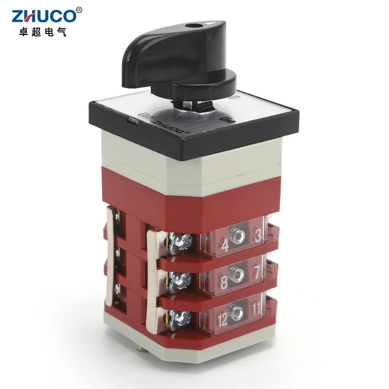 ZHUCO LW12-16/YH3.3 16A 4 Position 3 Pole Three-Phase Conversion Measurement Universal Cam Voltmeter Switch