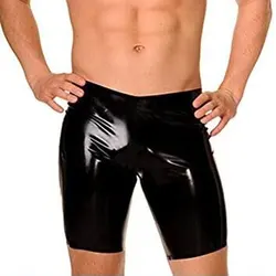 Men PVC Faux Leather Shorts Stage Performance Outfits For Men Lingerie Shorts Oil Shiny Jockstrap Fetish Tight Sexy Black Club