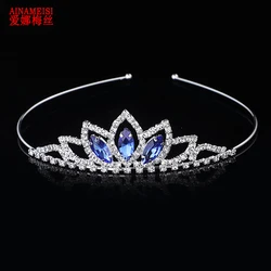 AINAMEISI Crystal Glass Crown Headband Children Girl Princess Crown Headdress Wedding Hair Accessories Party Gifts