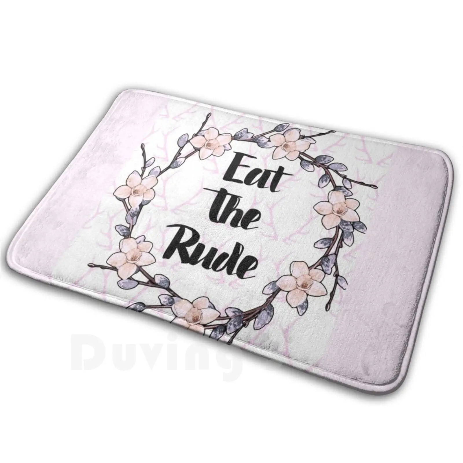 Eat The Rude ( Outline Only ) Carpet Mat Rug Cushion Soft Hannibal Fannibal Graphic Design Flowers Flower Crown