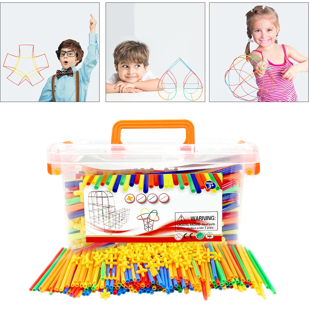 500 Pcs 4D Diy Plastic Stro Bouwstenen Speelgoed Set Creatieve Rietjes Constructor Ingenieur Educatief Motor Vaardigheden Speelgoed Kids Gift