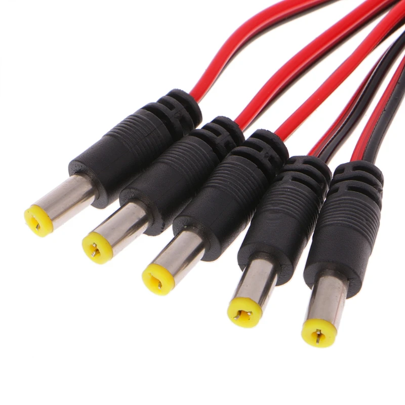 Connecteur d'alimentation cc mâle, 5.5x2.1mm, 5 pièces, pour CCTV, câble PSU Pigtail, Jack 12V, 2022