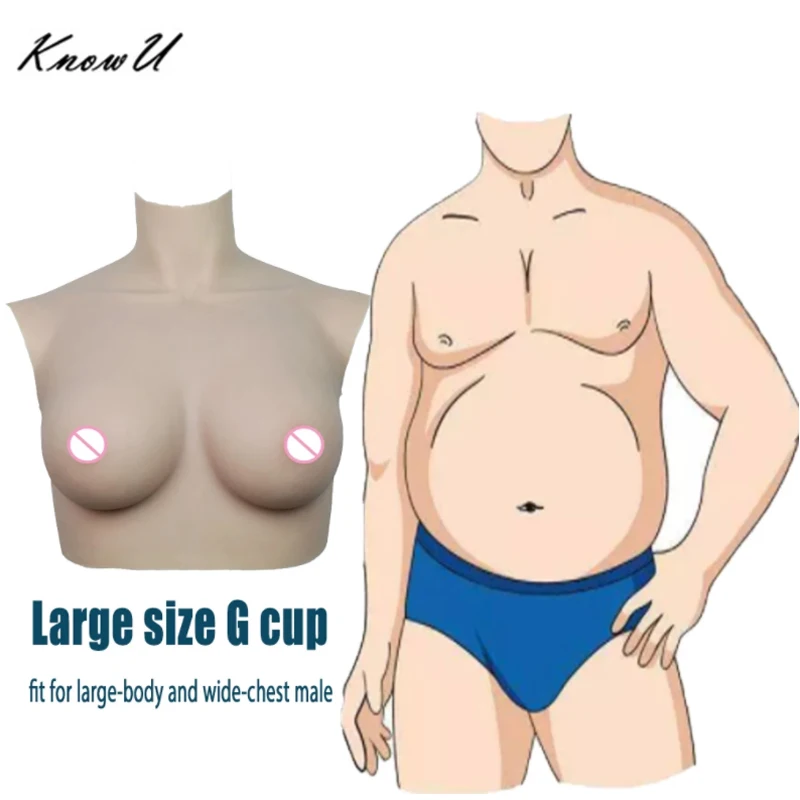 KnowU Crossdress L Size G Cup Silicone Breast Plate for Large Body and Wide Chest Male Transgender Shemale Fake Boobs