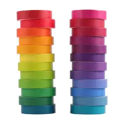 24pcs Rainbow Color Washi Tape Set 9mm 15mm Macaron Colors Adhesive Masking Tapes Stickers Decoration DIY Marker Label A6735