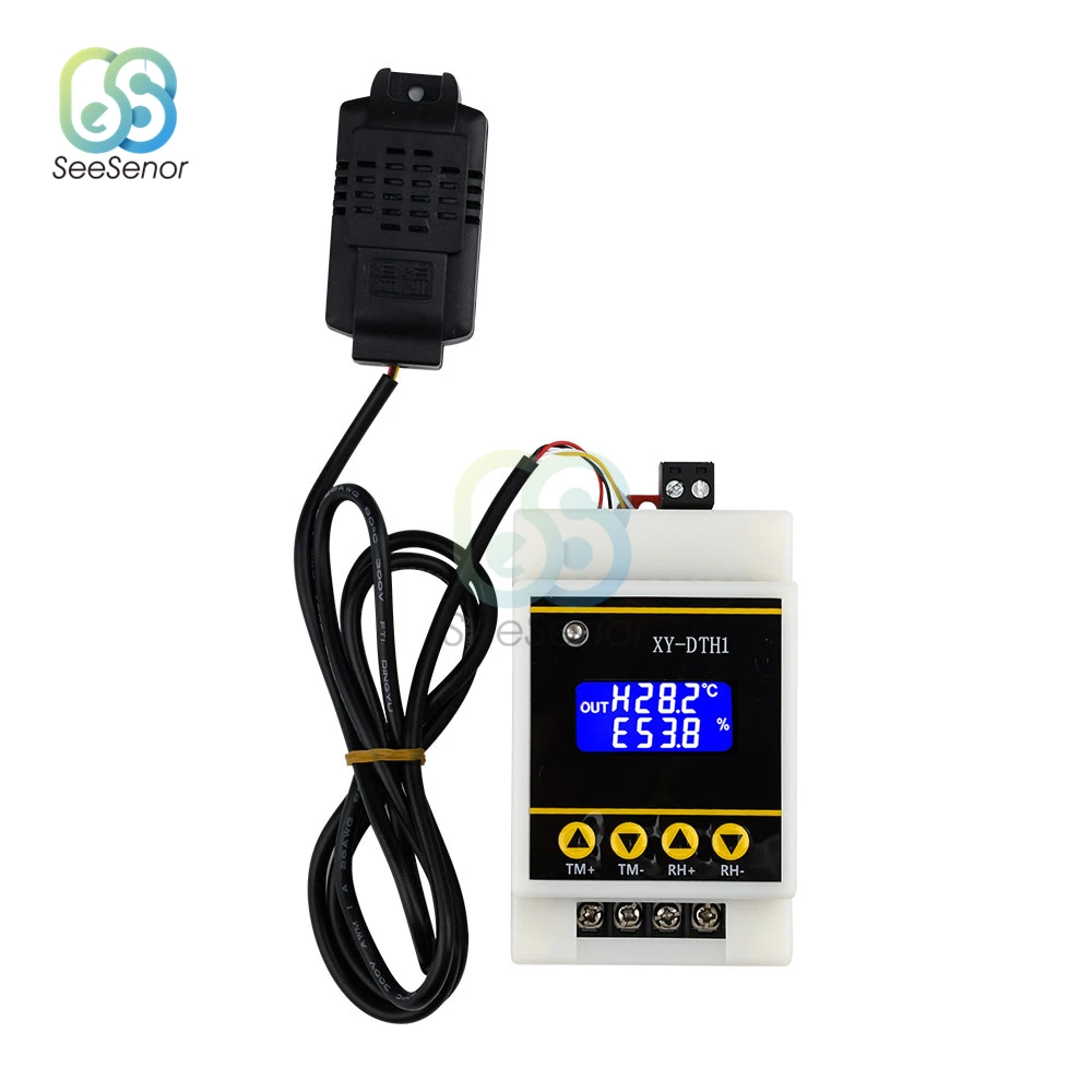 XY-DTH1 AC 220V Guide Rail Digital Thermostat Humidistat Temperature Humidity Controller Thermometer Hygrometer Control Switch