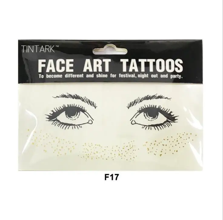 silver gold tatoo sticker  Waterproof Bronzing Freckles Make Up Flash Tattoo Sticker Eye Decals Tribe Party