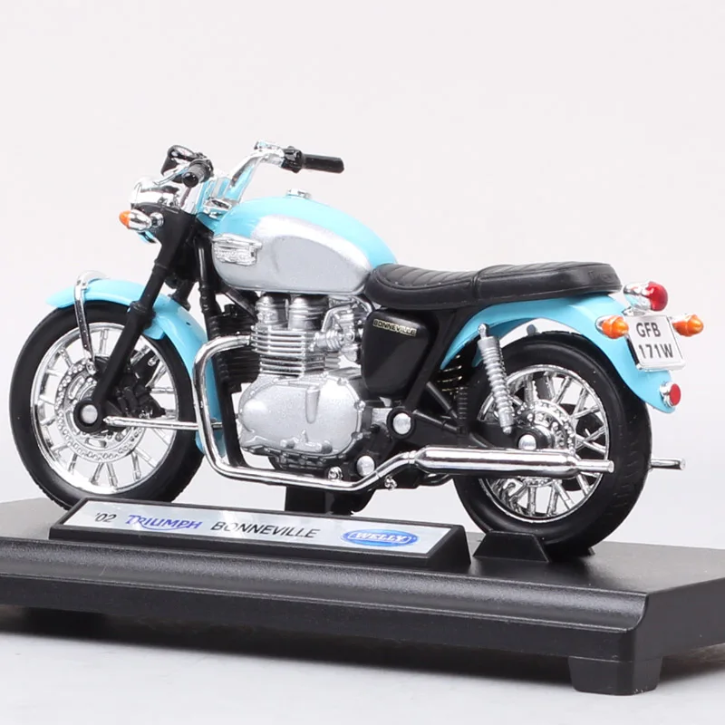 1/18 Scale Welly Mini Triumph Bonneville 2002 Retro Cafe Racers Motorcycle Model Diecasts & Toy Vehicle Of Replicas Bike Gifts