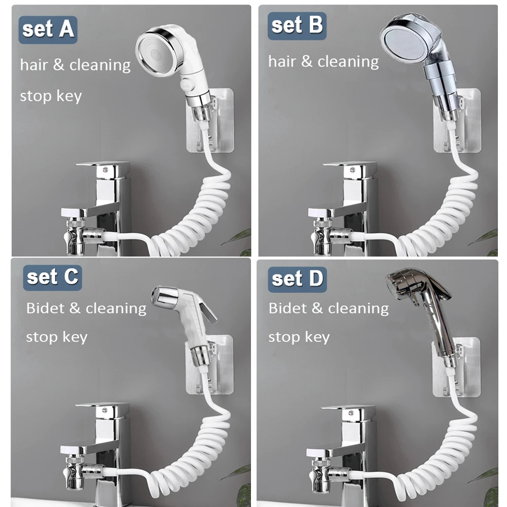 External Shower Faucet Holder Artifact Wash Hair Pet Washer Bathroom Kitchen Basin Tap Filter Flexible Hose Bidet Spray Gun