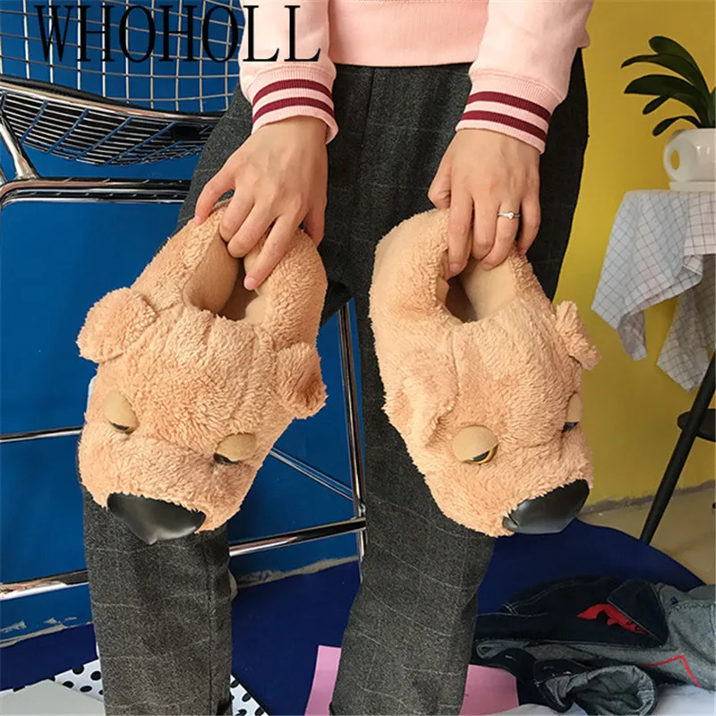 Funny Home Slippers Indoor Floor Shoes Cute Animal Dog Shoes Winter Thick Plush Slippers Shoes Lazy Dog Home Shoes Warm Furry