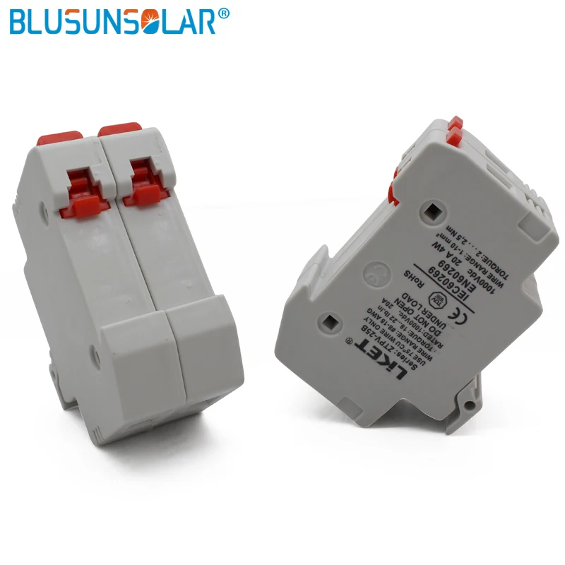 1 set 2P Parallel Fuse Holder 1000V DC Fusible 10x38 gPV, with Fuse Holder for Solar System Protection