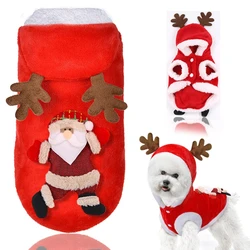 Christmas Pet Dog Jacket Winter Warm Thick Costume Cute Cartoon Small Dog Cloth Costume Dress Xmas apparel Puppy Kitty Clothing