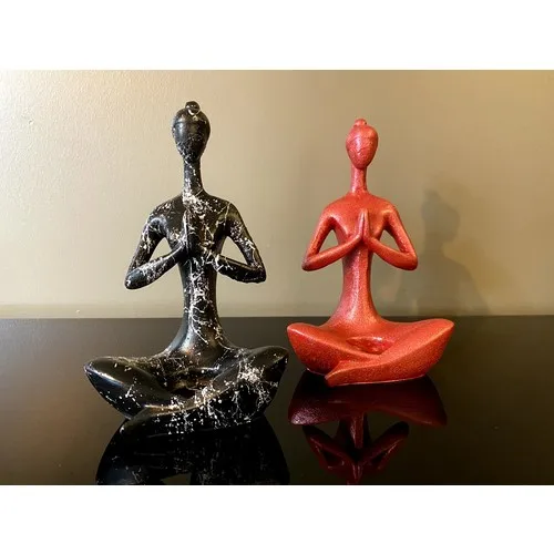 Talya Art Design Talya Art Design than, Set Marble Looking and Red, Namaste, yoga Made Woman Candle Holder.