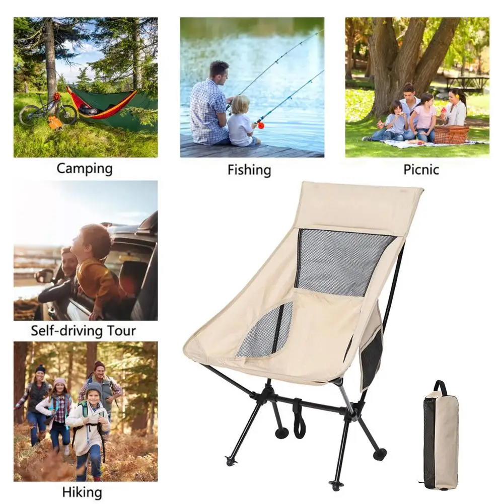 Camping Chair Ultralight Folding Camping Chair Heavy Duty 150kg Capacity Compact Portable Outdoor Chair With Bag For Hiking