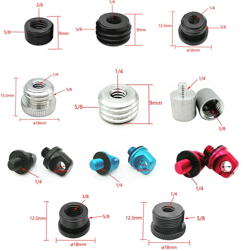

Винт-адаптер с резьбой от 3/8 "до 5/8" штекер к гнезду 1/4 "до 5/8", крепежный винт для штатива, пластина, винт для камеры, штатив-светильник, подставка, 10 шт.