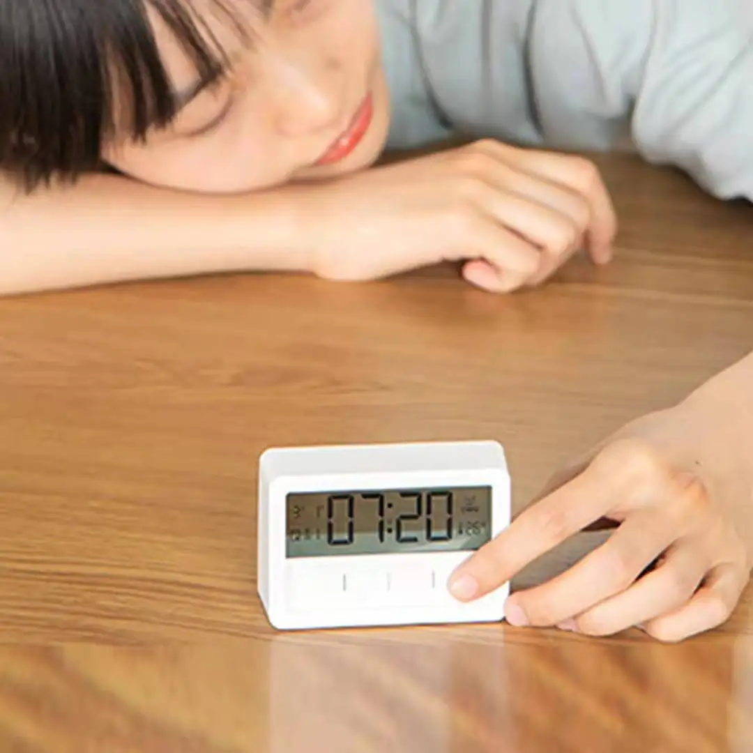 Xiaomi deli relógio despertador eletrônico, despertador de cabeceira inteligente simples, multifuncional, tela lcd para crianças