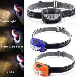 5W Mini LED headlamp Headlight Head Light Torch Lamp Fishing Small Bright High Power 3 LED Lantern Lampe for Camping AAA Battery