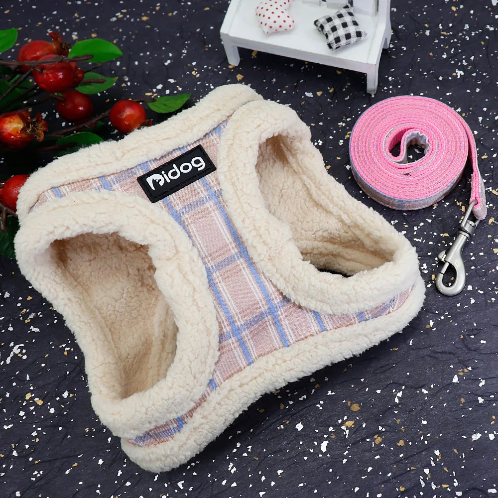 Winter Pet Dog Harness Soft Puppy Cat Harness Leash Set Warm Dogs Clothes No Pull Adjustable Vest For Small Dogs French Bulldog