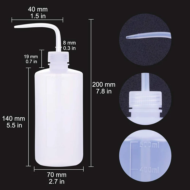 3PCS/Sets 500mL Scientific Safety Wash Bottle Narrow Mouth Polypropylene Squeeze Bottles Medical Label Tattoo Wash Bottle