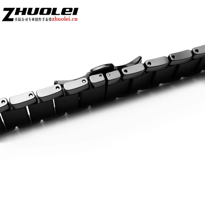 for AR1452 AR1451 Ceramic watchband and case 22mm 24mm High Quality Black men Ceramic Strap Bracelet steel black Deployment band