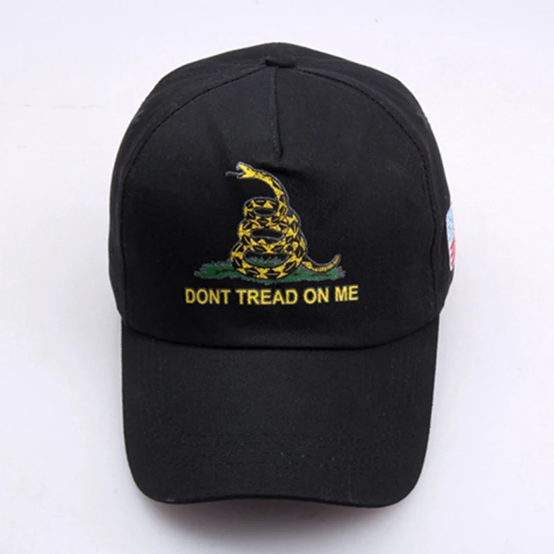 Gorra de béisbol con estampado "DONT TREAD ON ME", gorro de béisbol con estampado de cascabel, bordado de bandera de EE. UU., Snapback, Hip Hop, deporte informal, sombrero de papá para el sol, EP0325, gran oferta