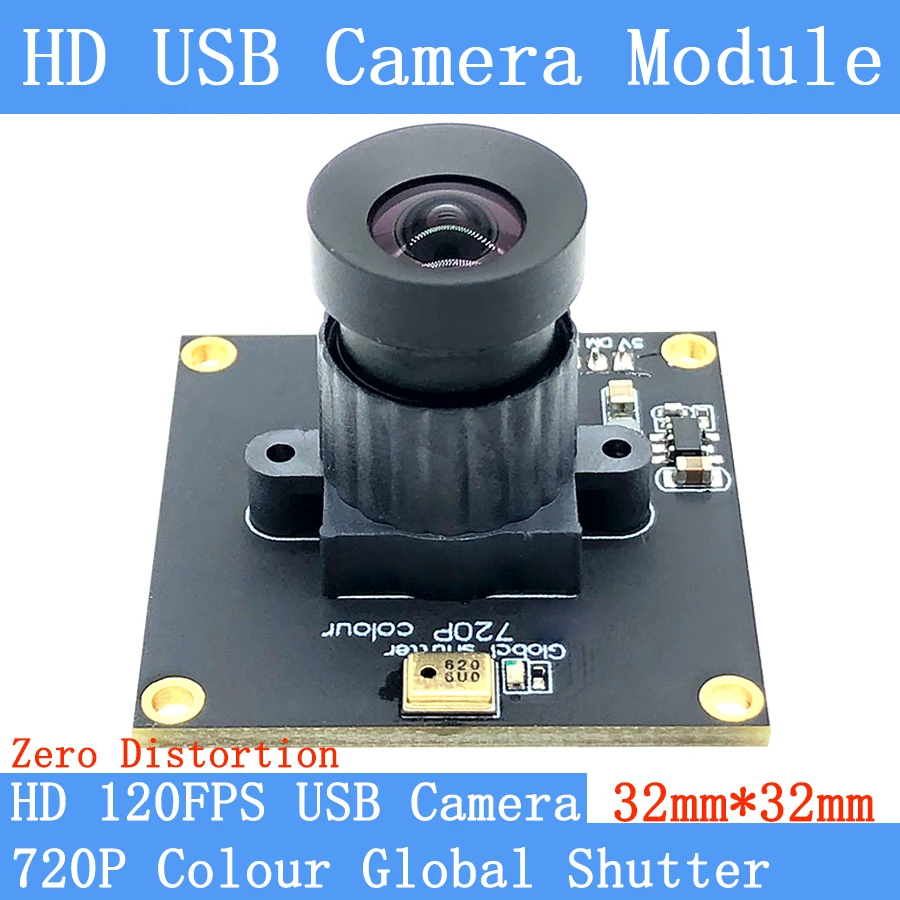 

120FPS MJPEG USB Camera Module Non Distortion Colour Global Shutter High Speed OTG Windows Android Linux UVC 720P USB Webcam