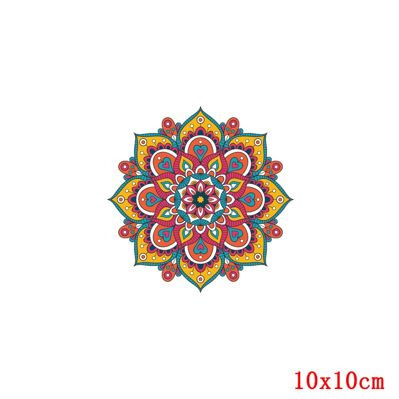 Prajna Mandala Flowers Iron On Transfers Stripes Thermo Stickers On Clothes Heat Transfer Ironing Stickers On T-shirt Applique