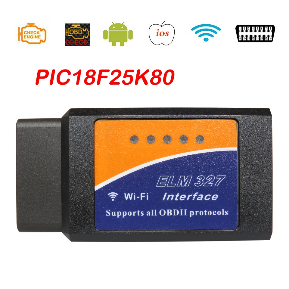 

Диагностический сканер OBD2 V1.5, ELM327, Wi-Fi, для iOS, ELM-327, 327 в, Wi-Fi