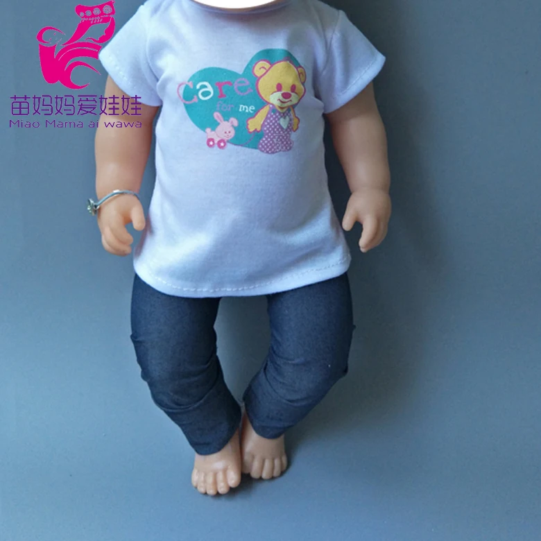 Strap star pants and short T-shirt for 18 inch doll outwear clothes pants set for 43cm  baby dolls